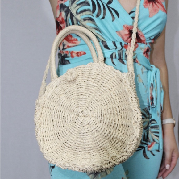 Handbags - Ivory Woven Raffia Handbag